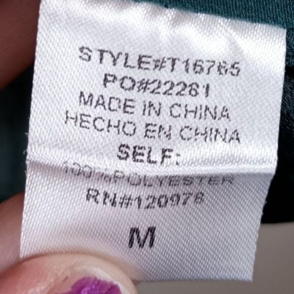 Entro V Neck Teal Balloon Sleeve Chiffon Career Workwear Top Size Medium - Picture 7 of 8